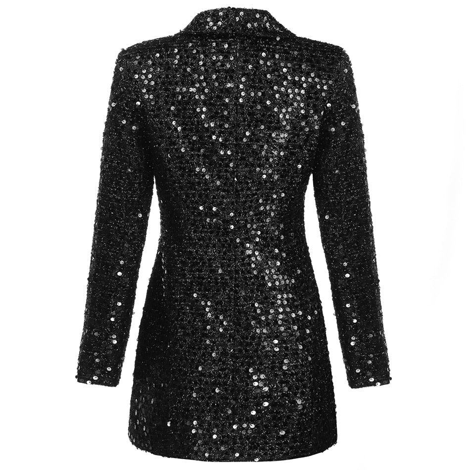 Sequin Blazer Dress with Double-Breasted Front
