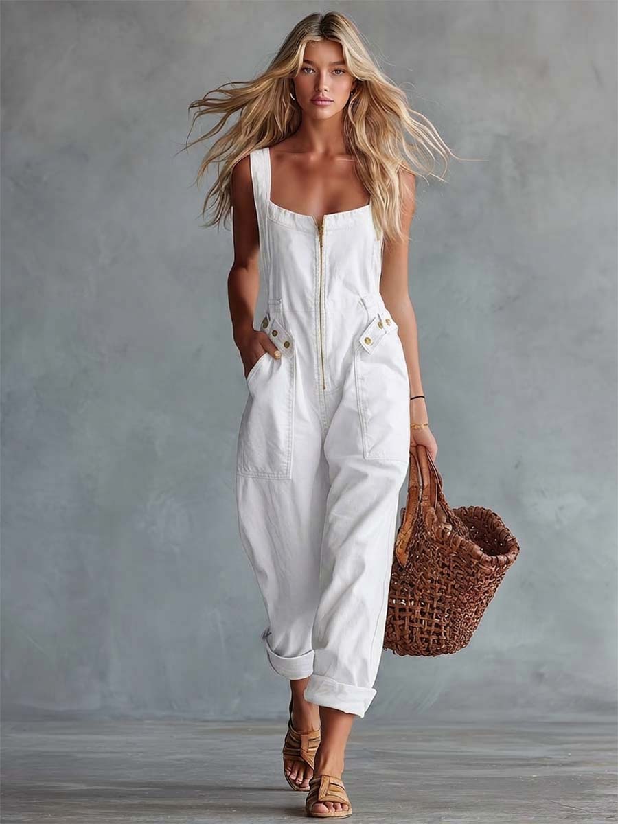 Women's Relaxed Denim Utility Jumpsuit