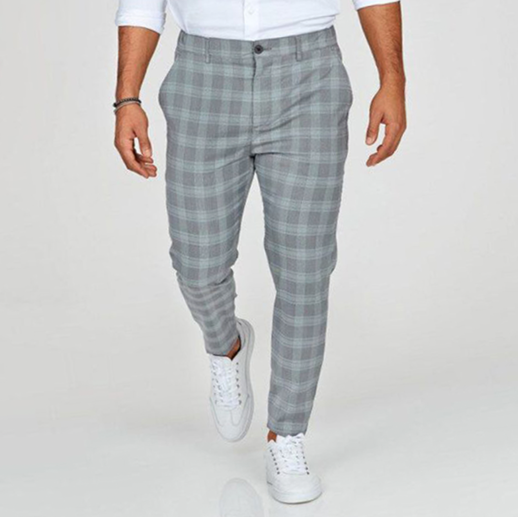 Men's Slim Fit Check Trousers