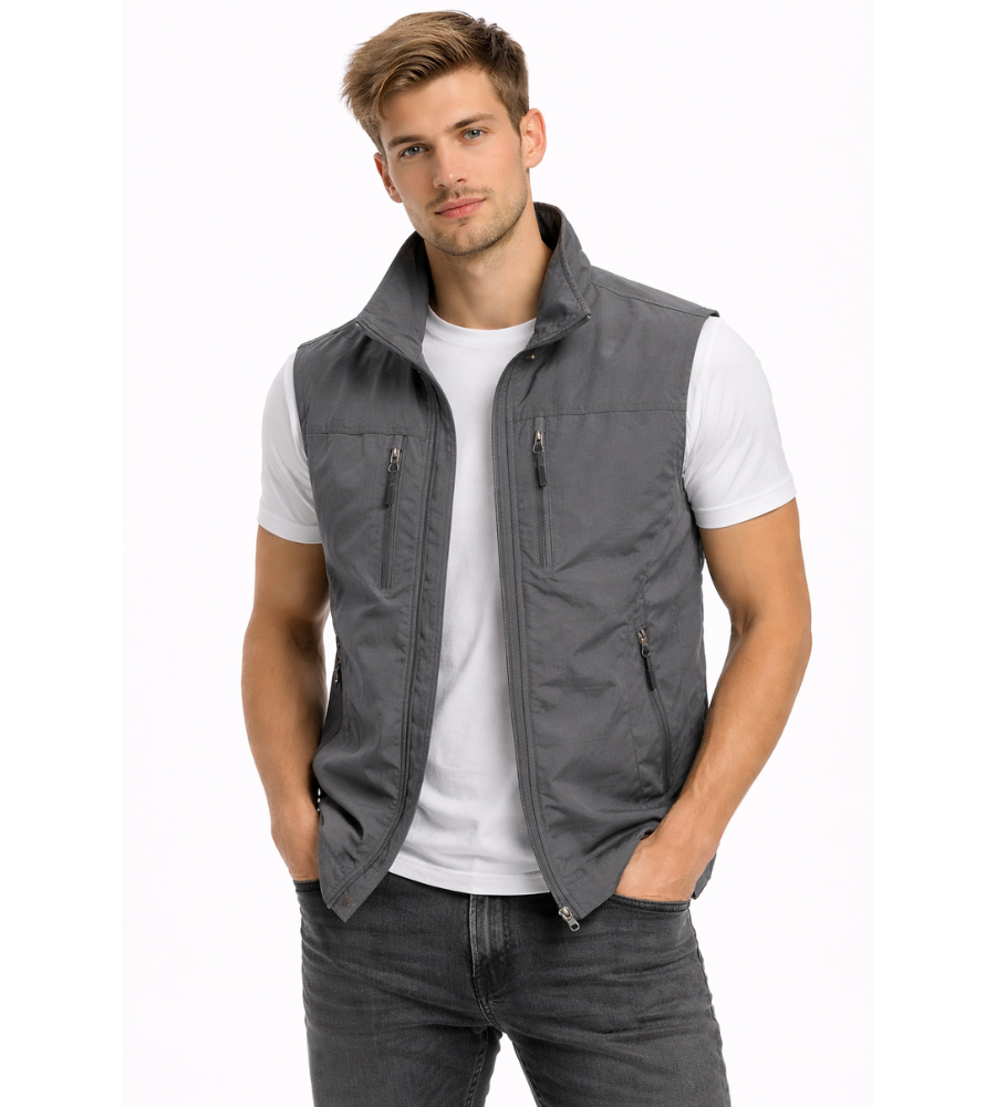Men's Multi-Pocket Zip-Up Outdoor Utility Vest