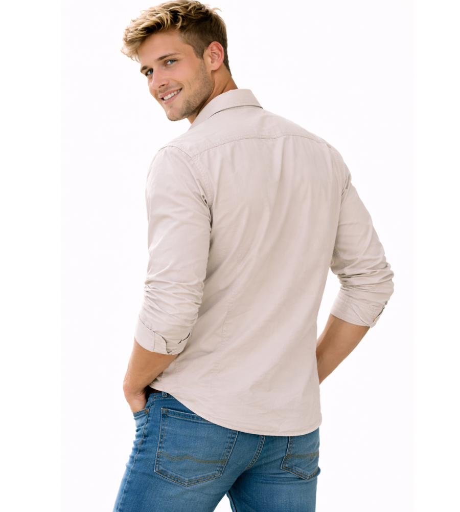 Men's Long Sleeve Utility Shirt with Chest Pockets