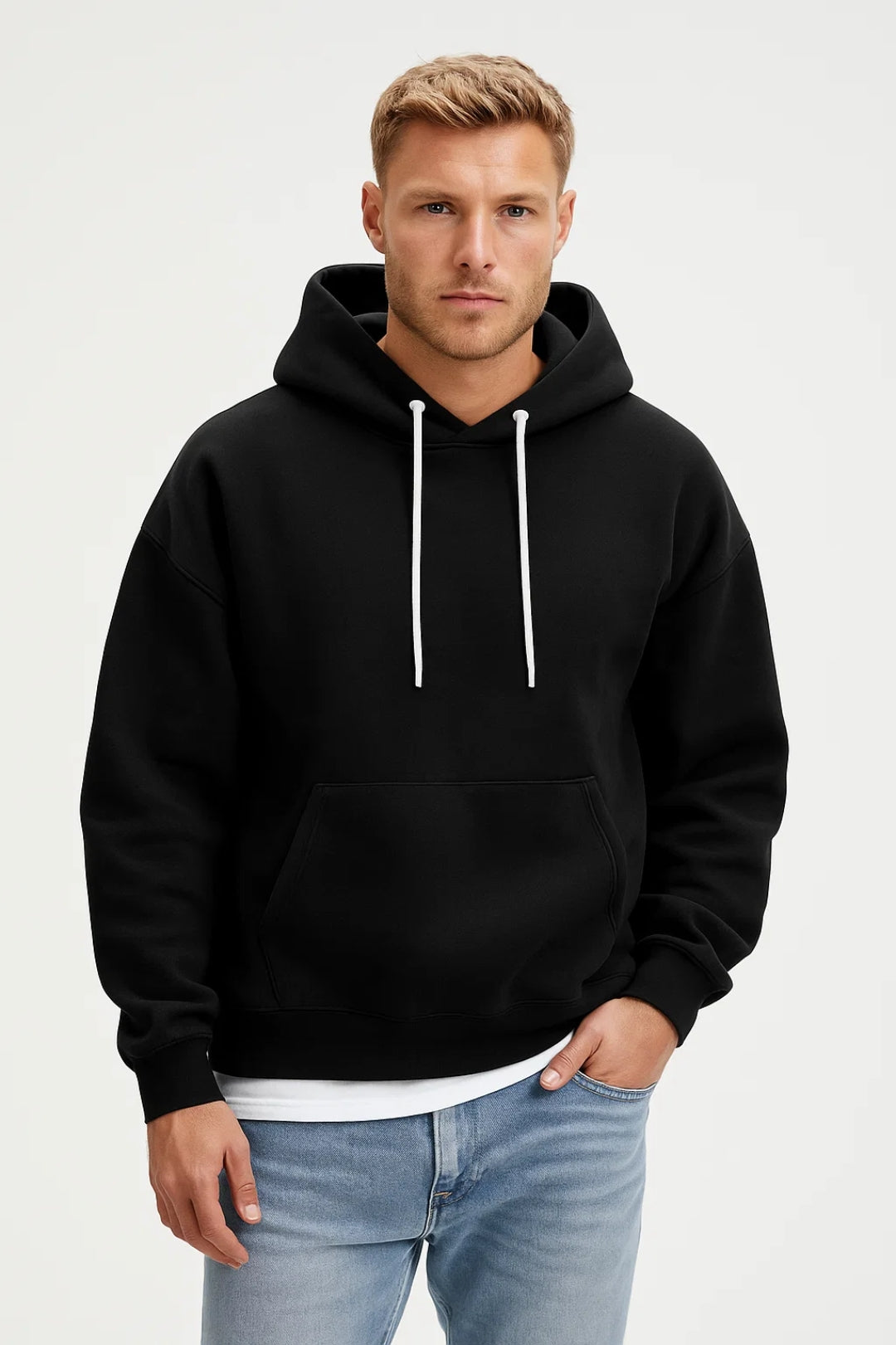 Men's Relaxed Pullover Hoodie with Kangaroo Pocket