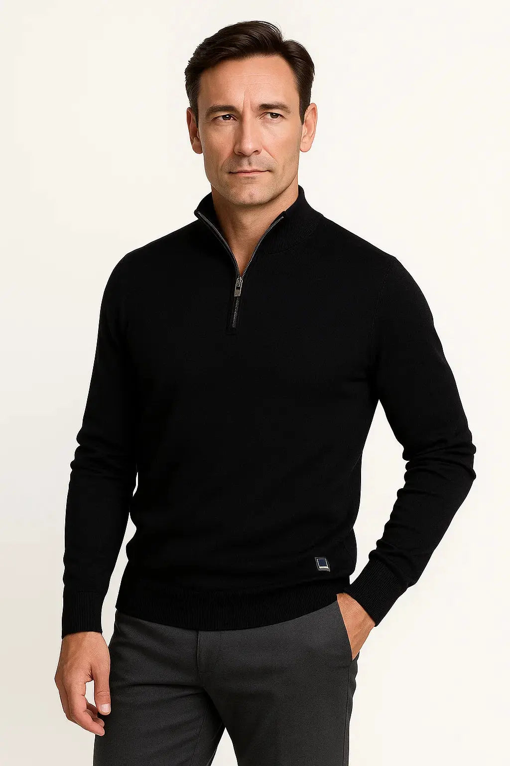 Men’s Quarter Zip Cotton Blend Jumper