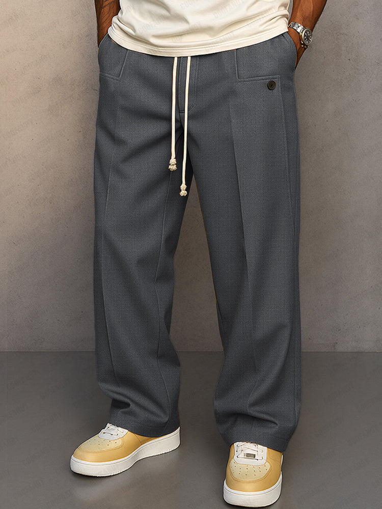 Men's Relaxed Fit Drawstring Straight Leg Trousers