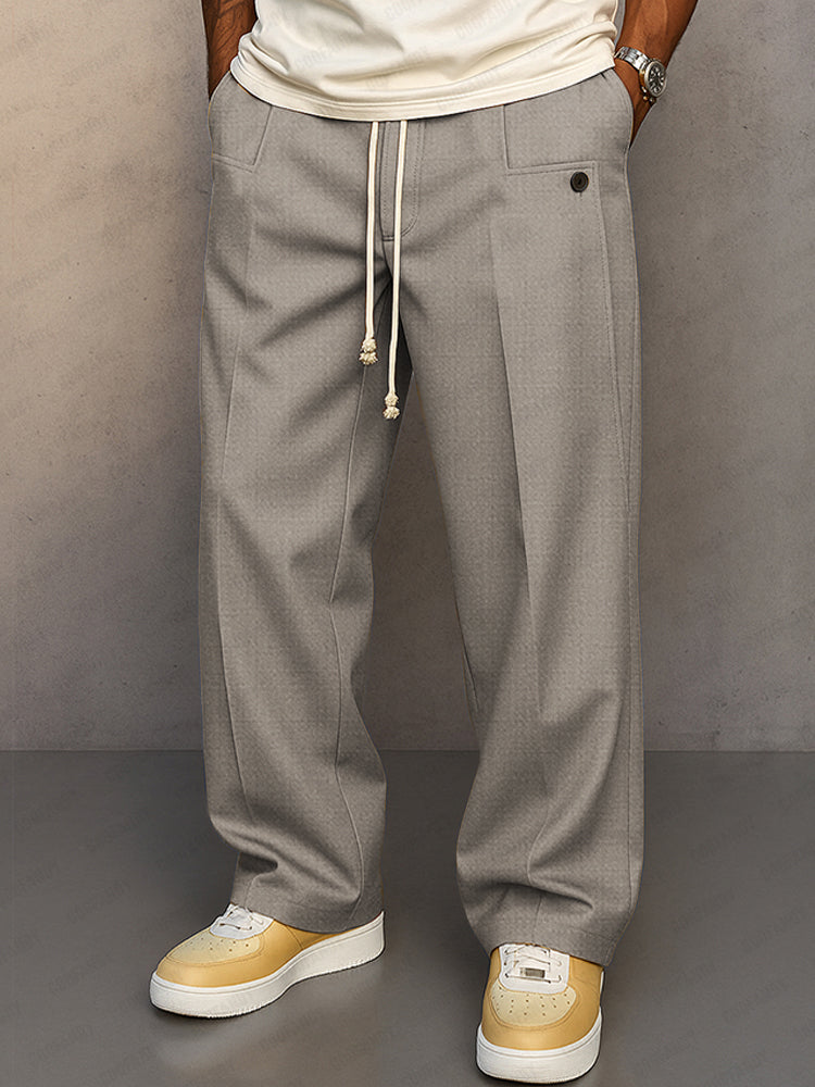 Men's Relaxed Fit Drawstring Straight Leg Trousers