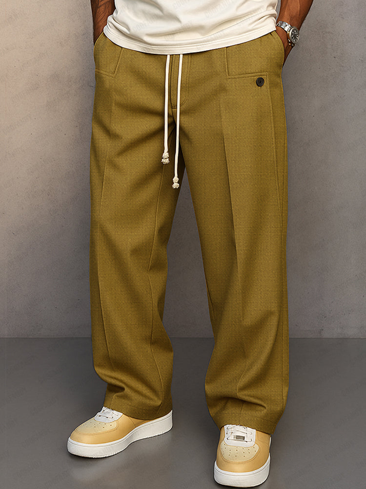 Men's Relaxed Fit Drawstring Straight Leg Trousers