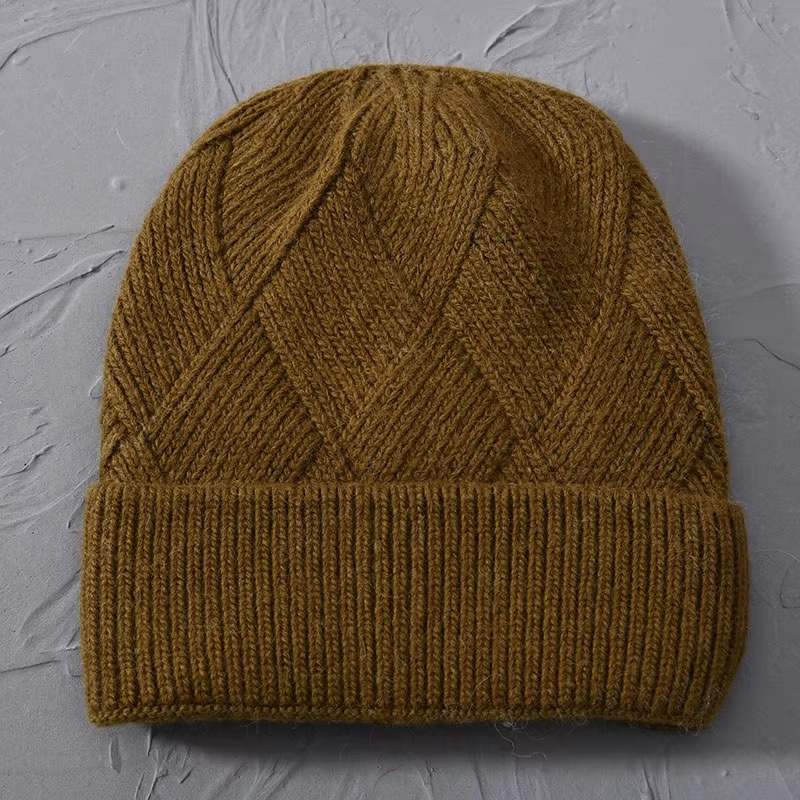 Cashmere Beanie Hat with Faux Fur Pom Pom