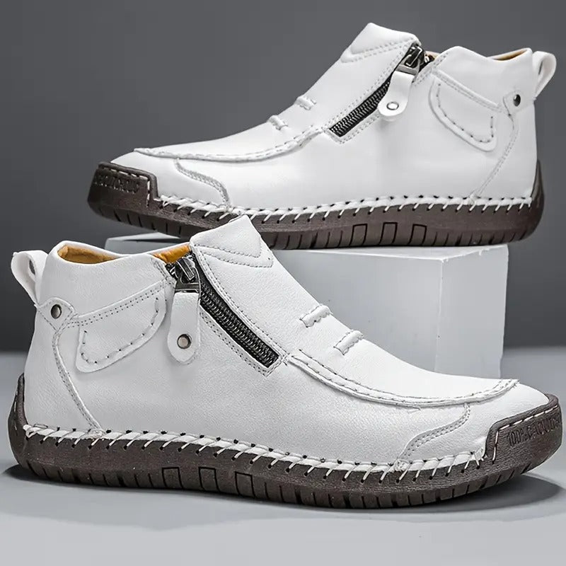 Men's Ankle Boots in Leather with Side Zip Closure