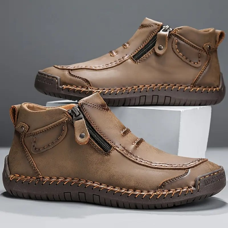 Men's Ankle Boots in Leather with Side Zip Closure