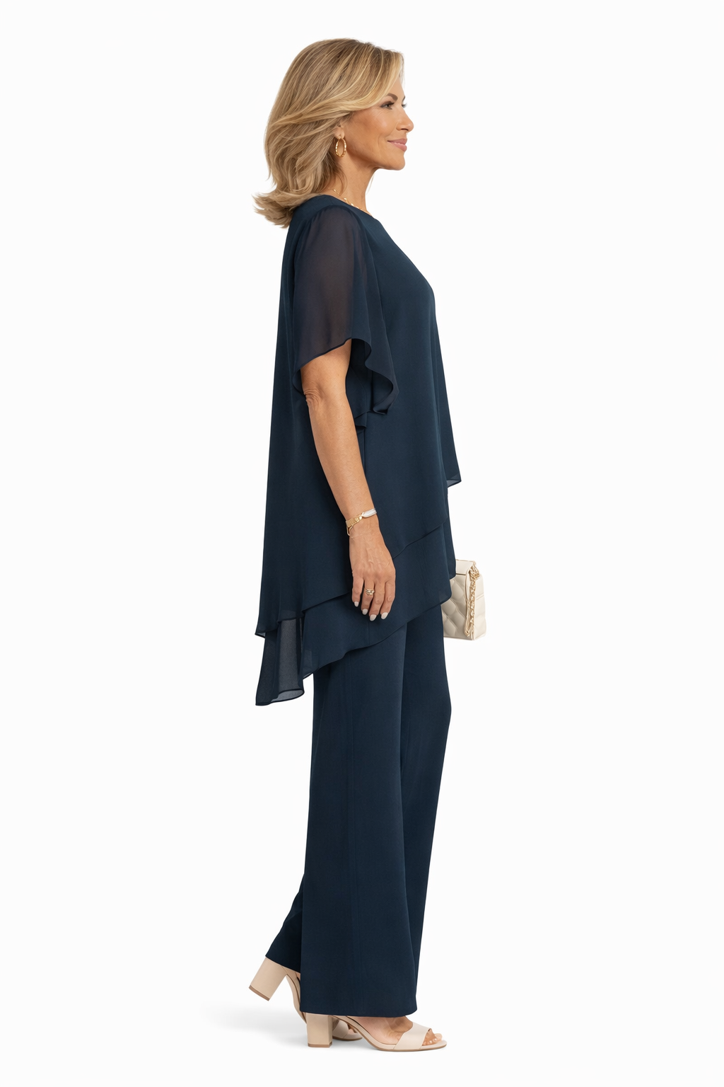 Women's Chiffon Overlay Trouser Suit Set