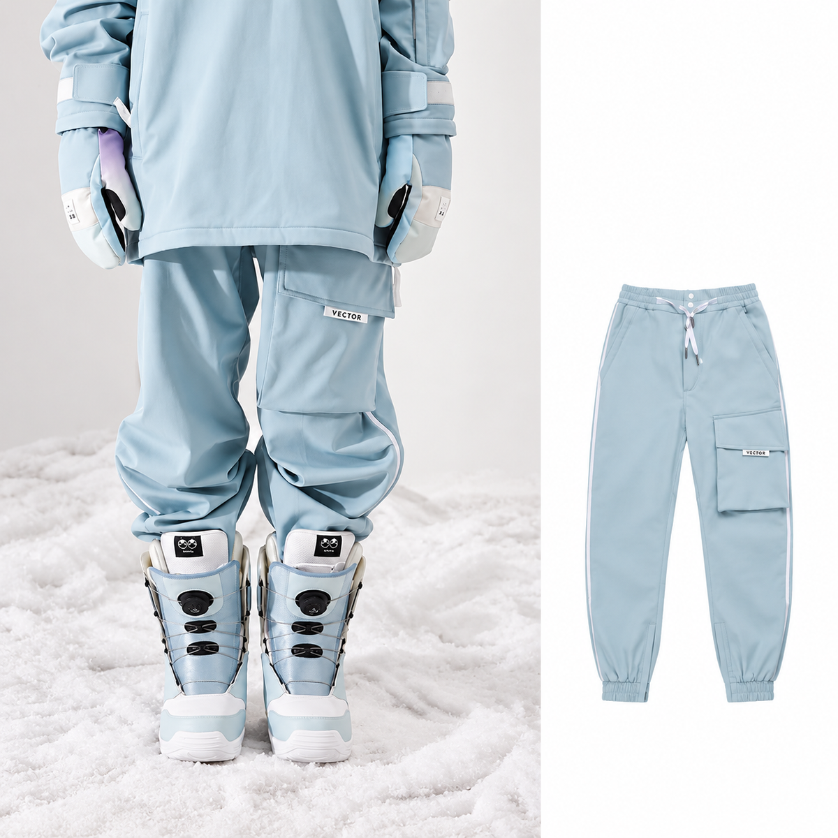 Unisex Half-Zip Hooded Ski Jacket & Trousers Set