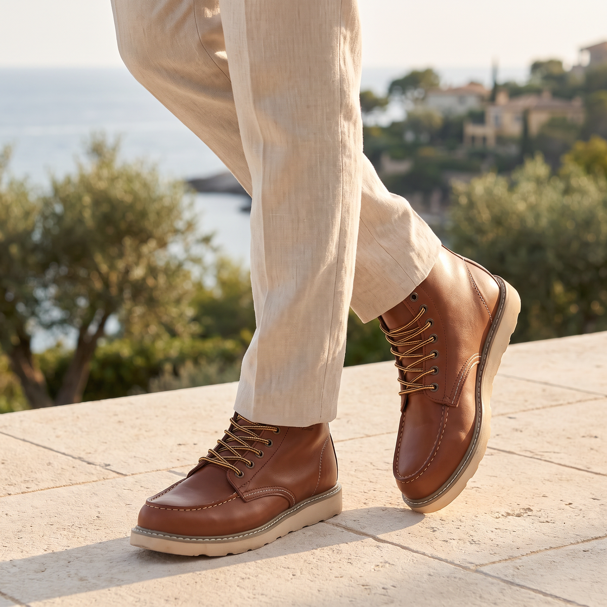 Men's Moc Toe Lace-Up Ankle Boots