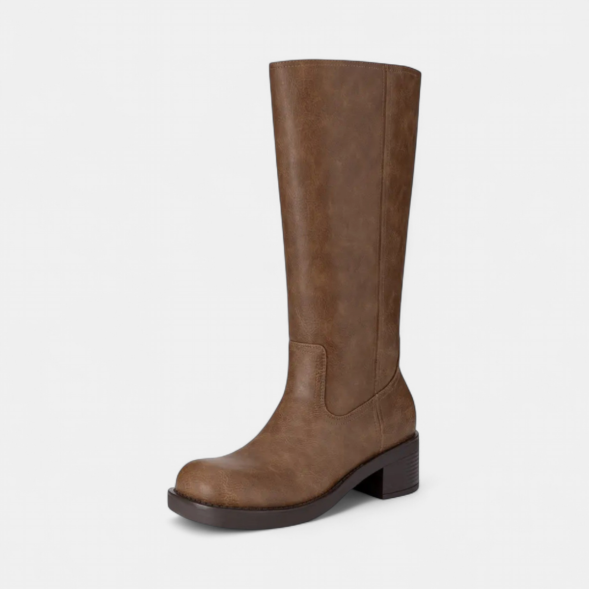 Bottes montantes jusqu’au genou pour femme, mollet large | talon carré bas