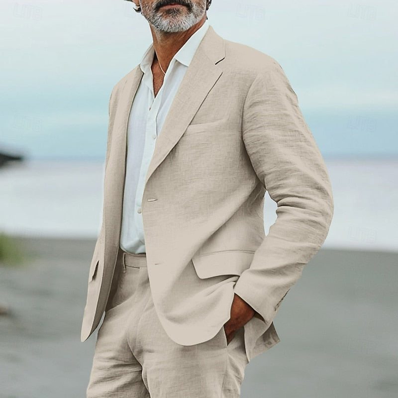 Two-Piece Linen Suit with Relaxed Fit