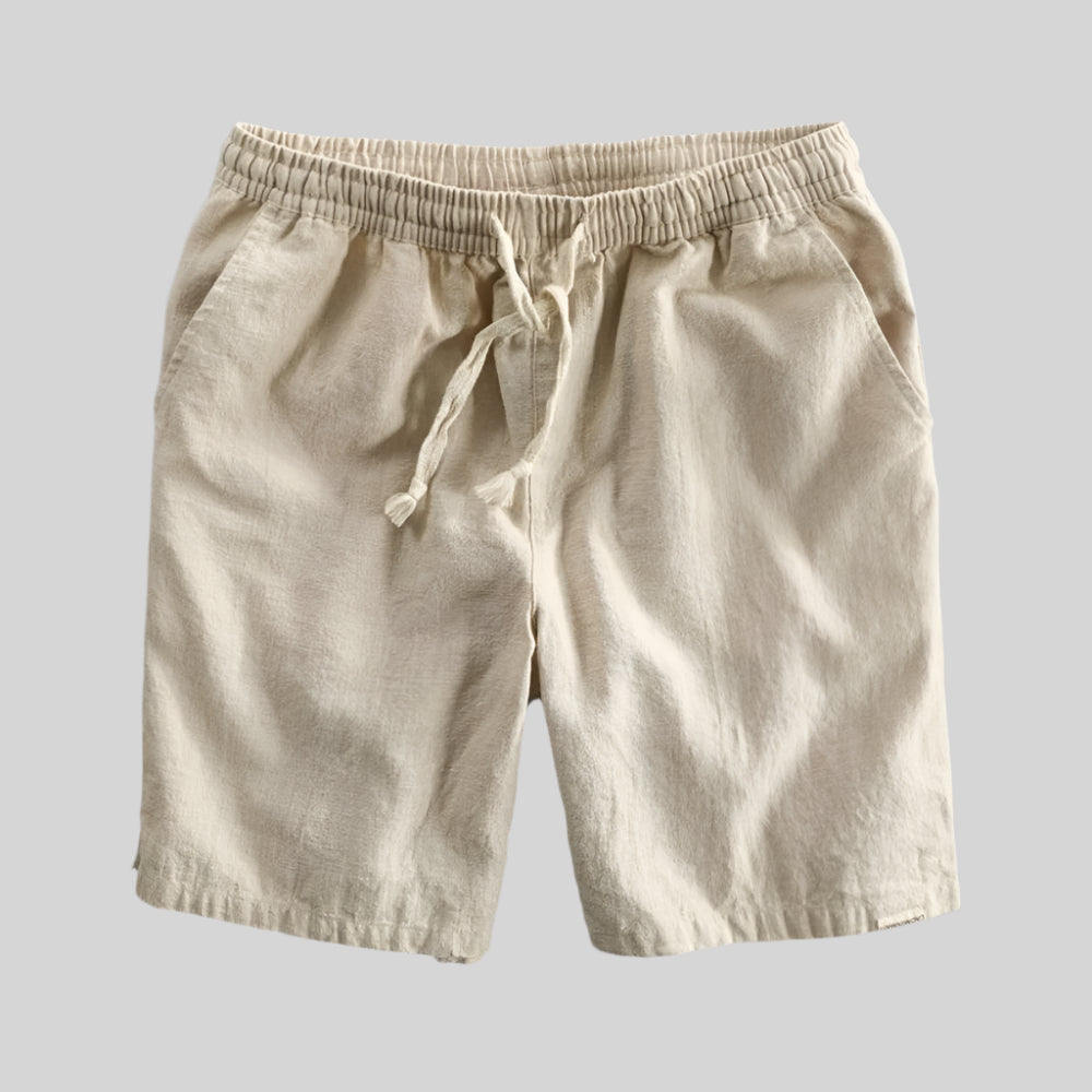 Relaxed Drawstring Shorts in Linen Blend