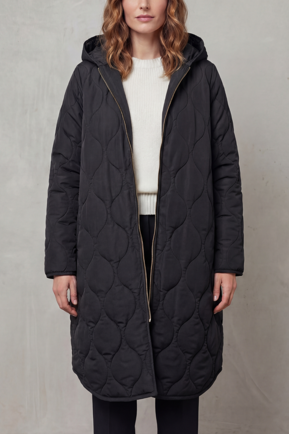 Women’s Longline Quilted Hooded Coat