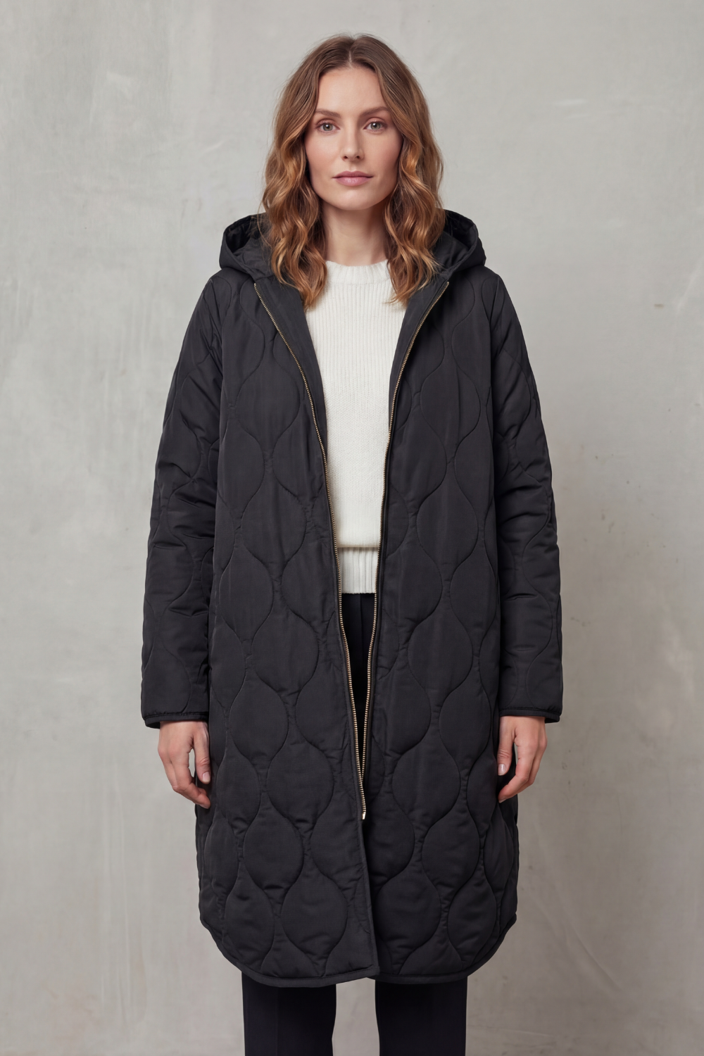 Women’s Longline Quilted Hooded Coat