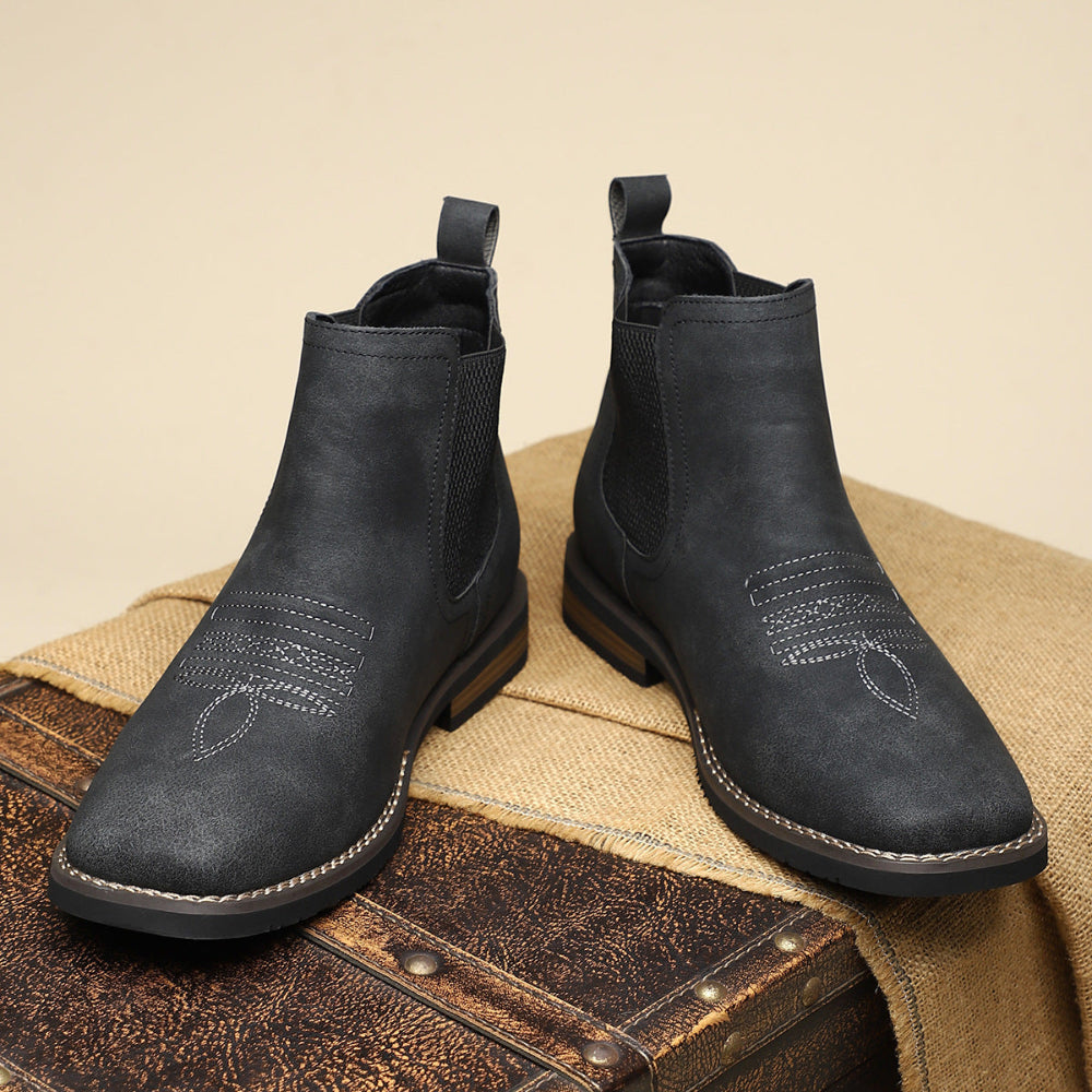 Leather Chelsea Boots with Stitched Toe Detail
