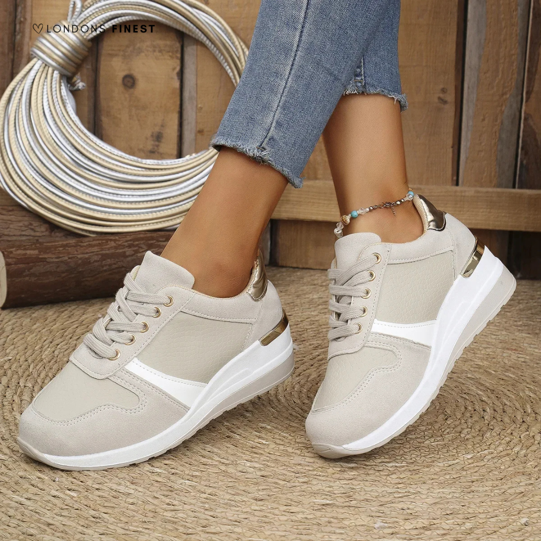 Baskets compensées pour femme à lacets sur le devant
