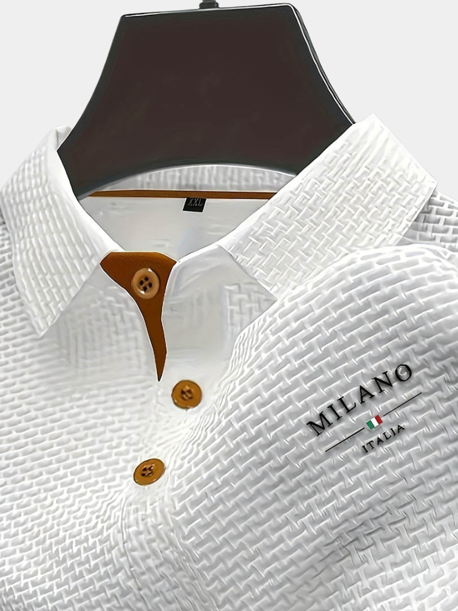 Men's Textured Polo Shirt with Button Placket