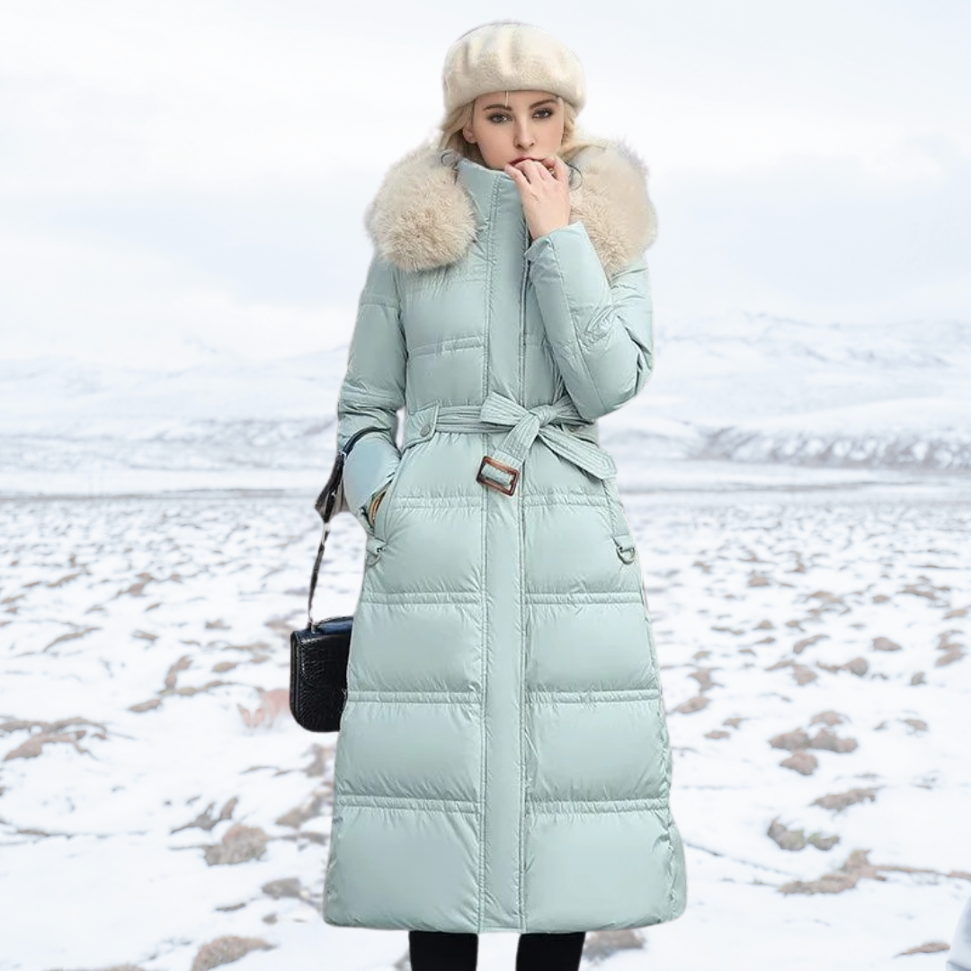 Parka longue pour femme avec capuche en fausse fourrure
