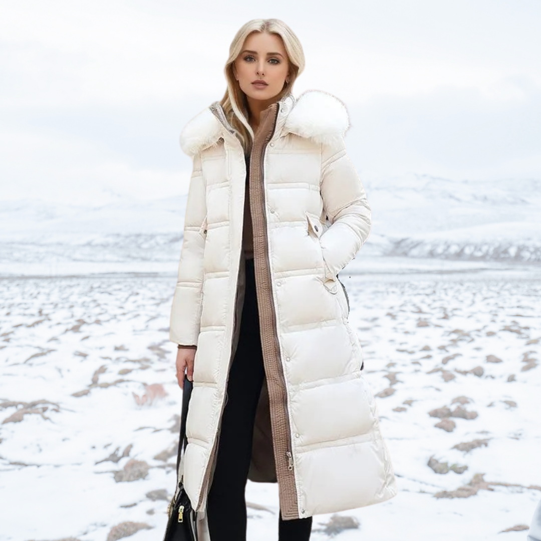 Parka longue pour femme avec capuche en fausse fourrure