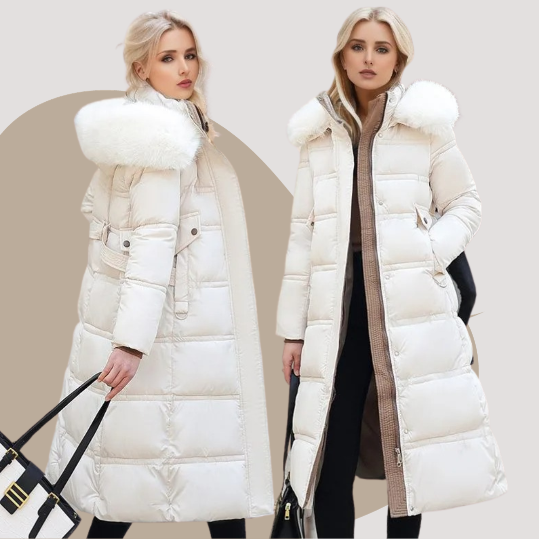 Parka longue pour femme avec capuche en fausse fourrure