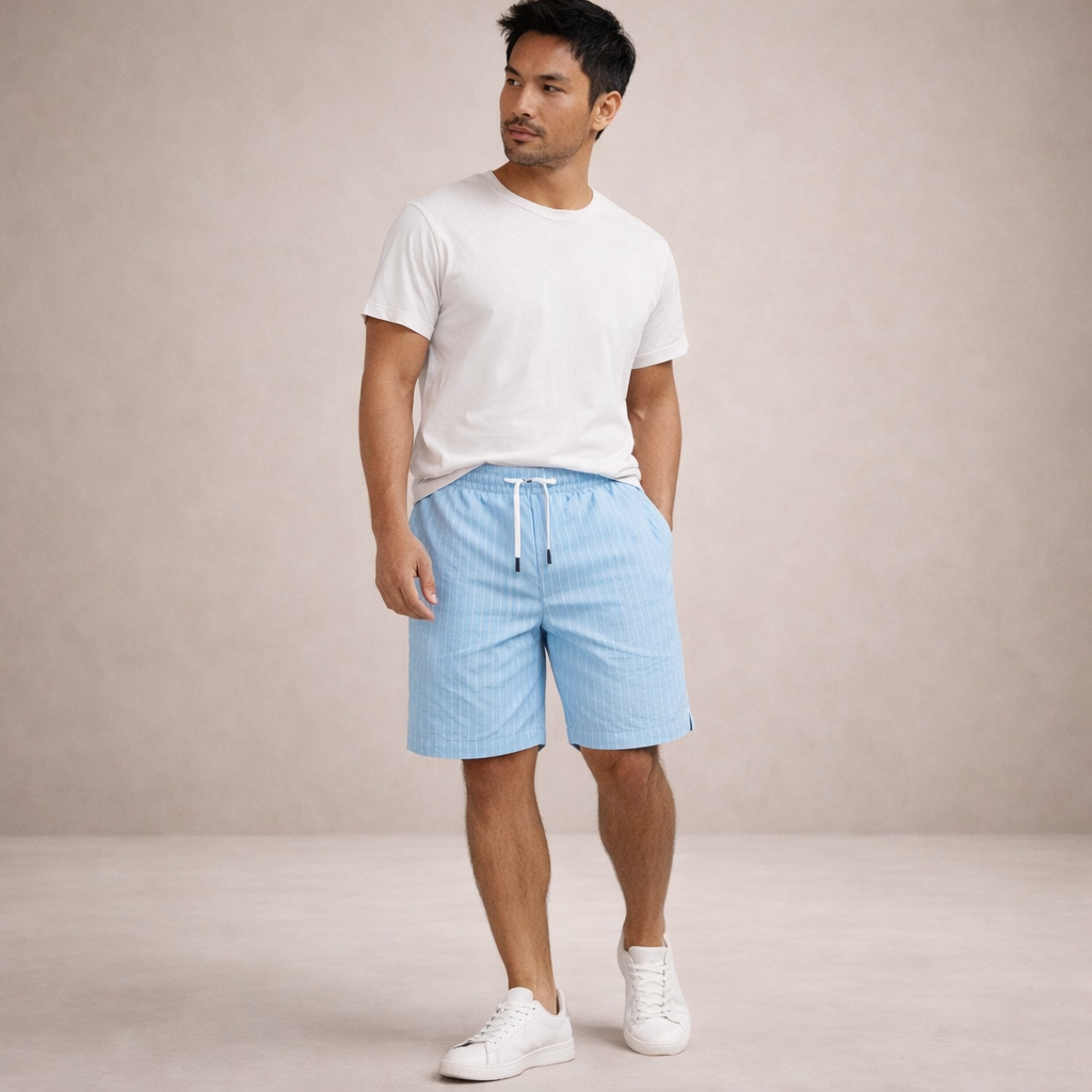 Men's Relaxed Linen Blend Drawstring Shorts