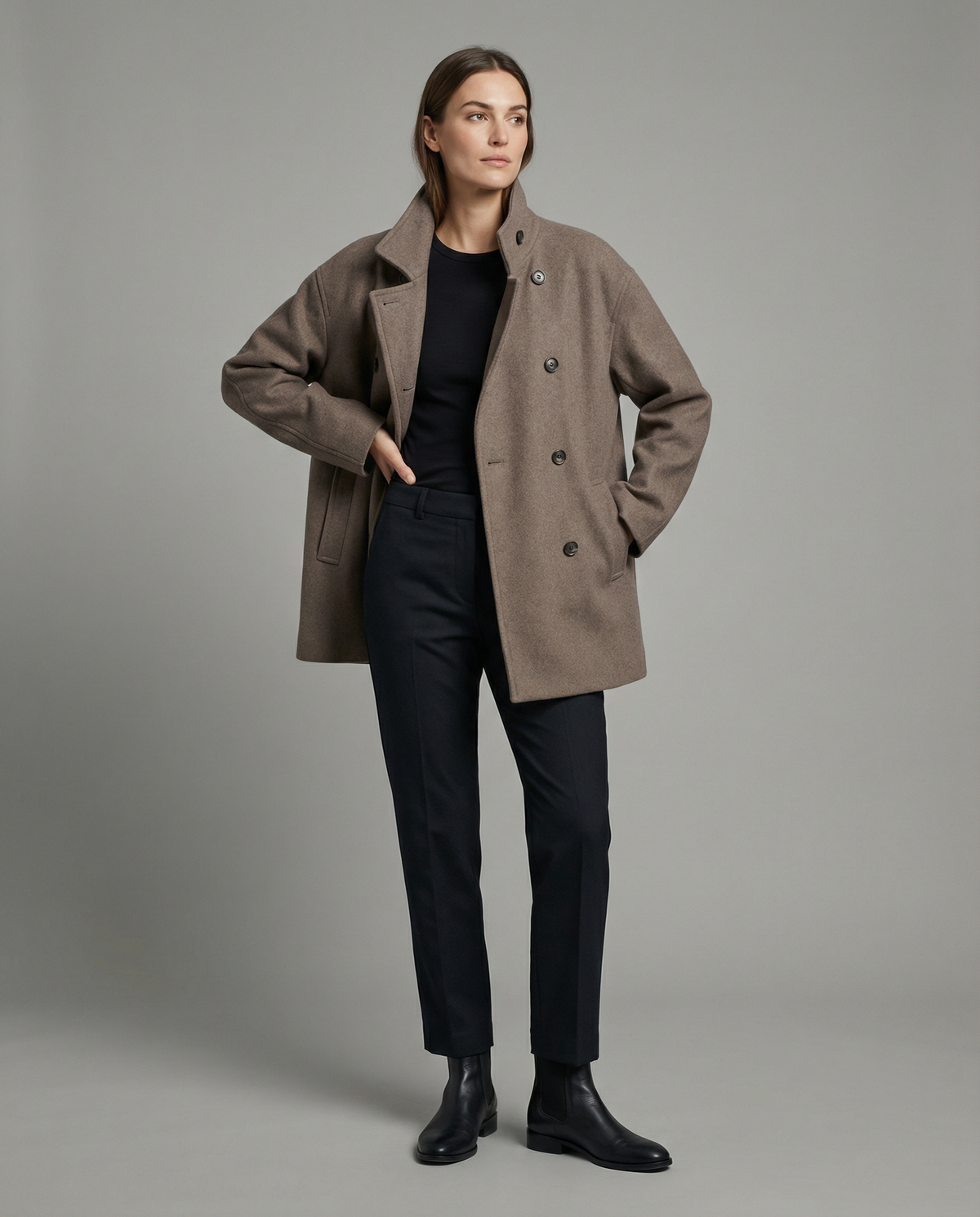 Veste courte pour femme | Col montant à double boutonnage
