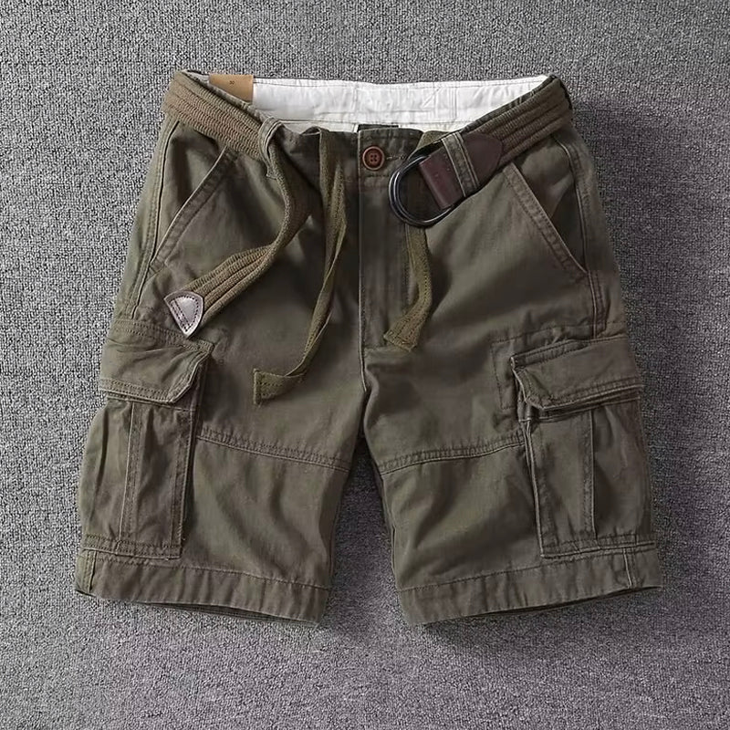 Men's Cargo Shorts with D-Ring Belt and Side Pockets