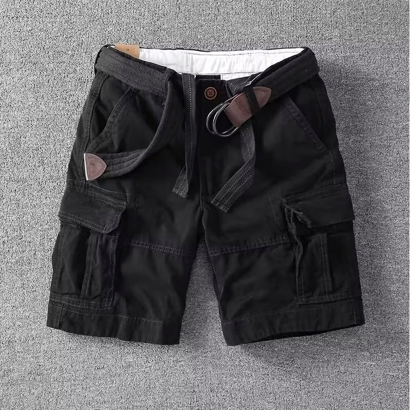 Men's Cargo Shorts with D-Ring Belt and Side Pockets