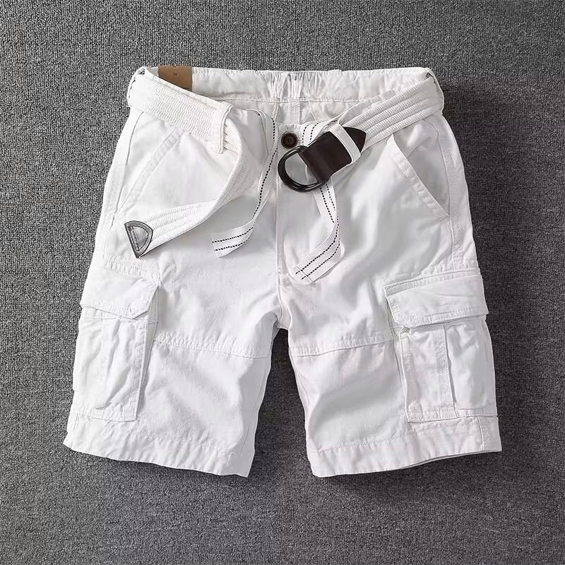 Men's Cargo Shorts with D-Ring Belt and Side Pockets