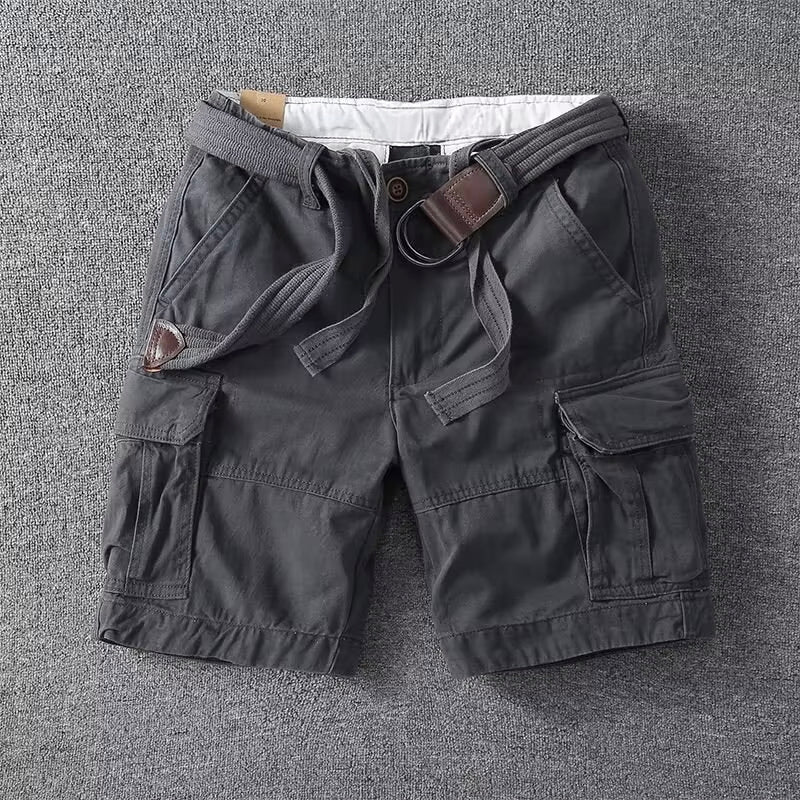 Men's Cargo Shorts with D-Ring Belt and Side Pockets