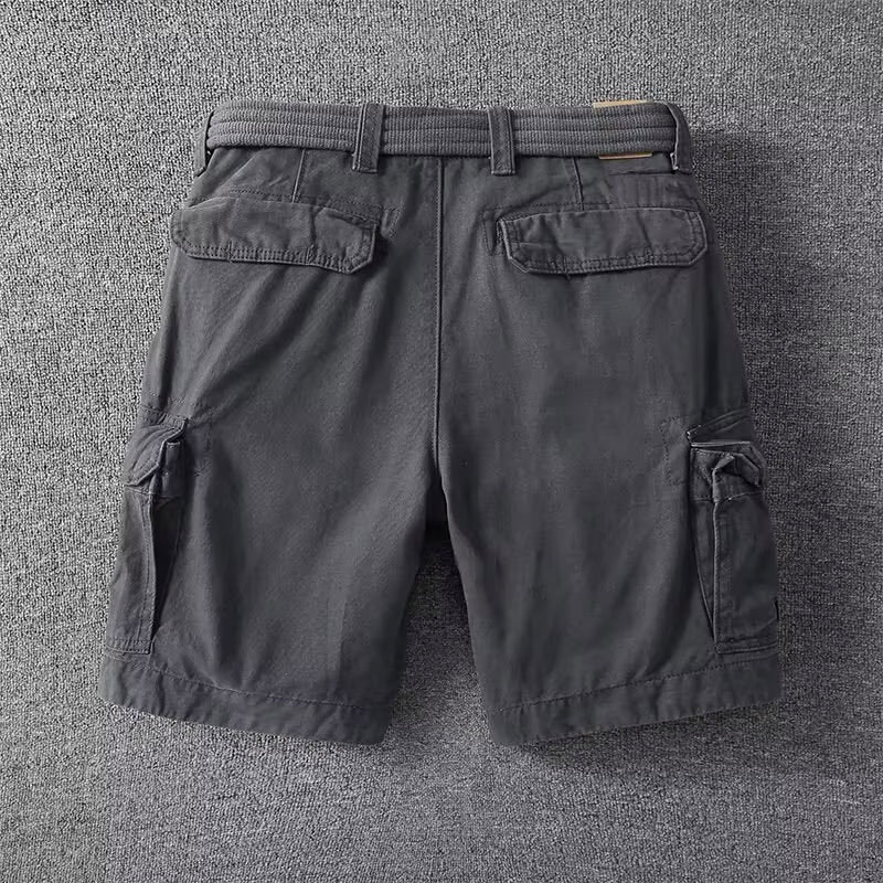Men's Cargo Shorts with D-Ring Belt and Side Pockets