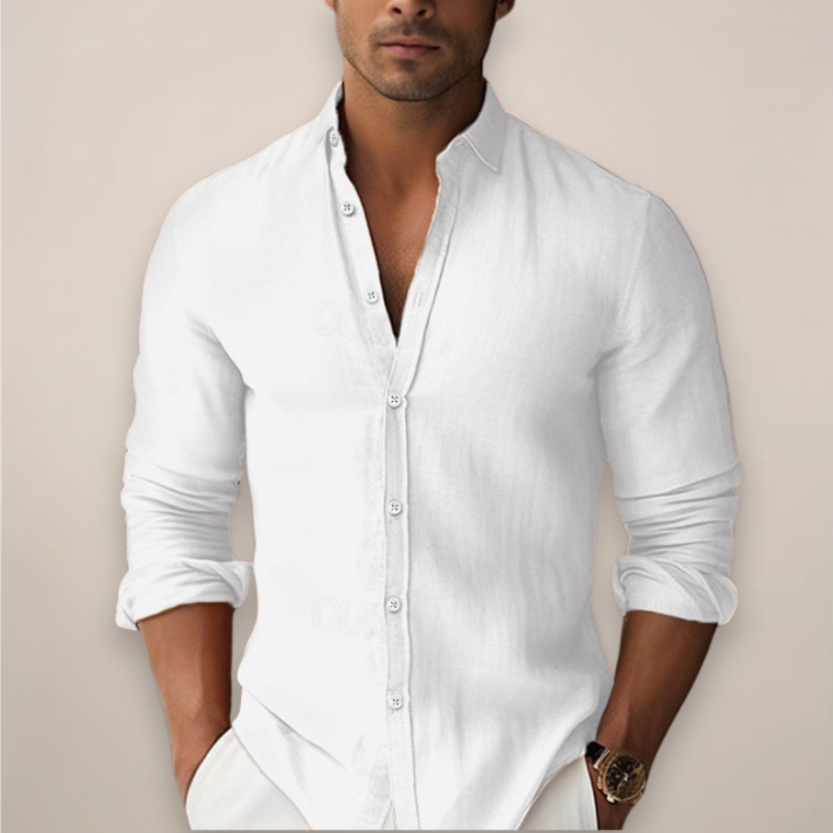 Cotton-Linen Shirt with Rolled-Up Sleeves