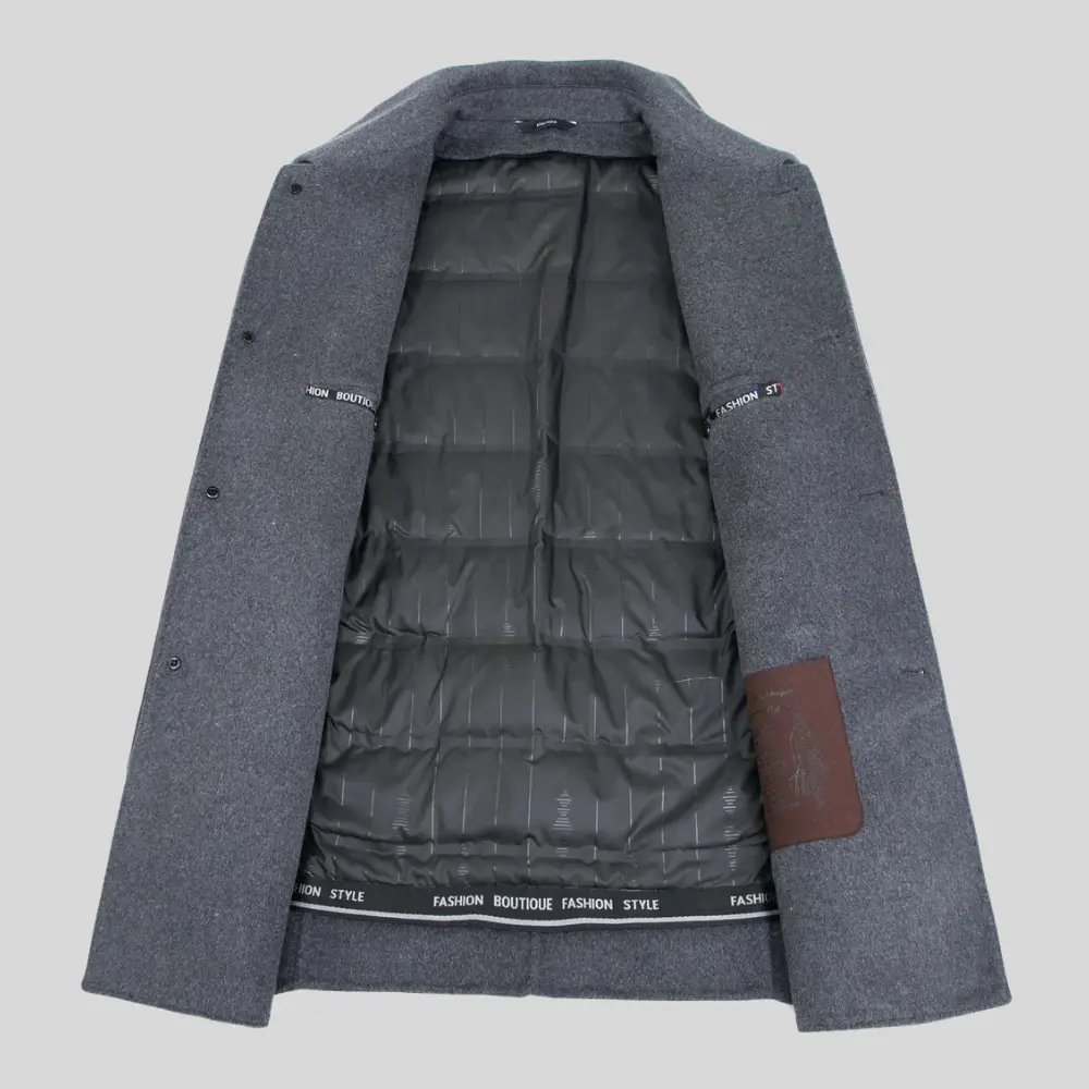 Manteau long ajusté à boutonnage simple pour hommes