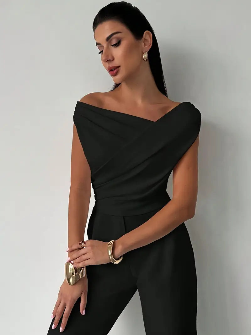 Draped Off-Shoulder Top with Wrap Detail