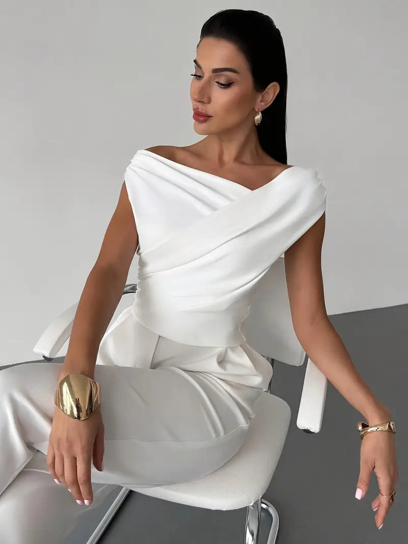 Draped Off-Shoulder Top with Wrap Detail