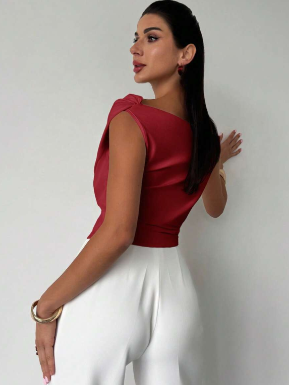 Draped Off-Shoulder Top with Wrap Detail