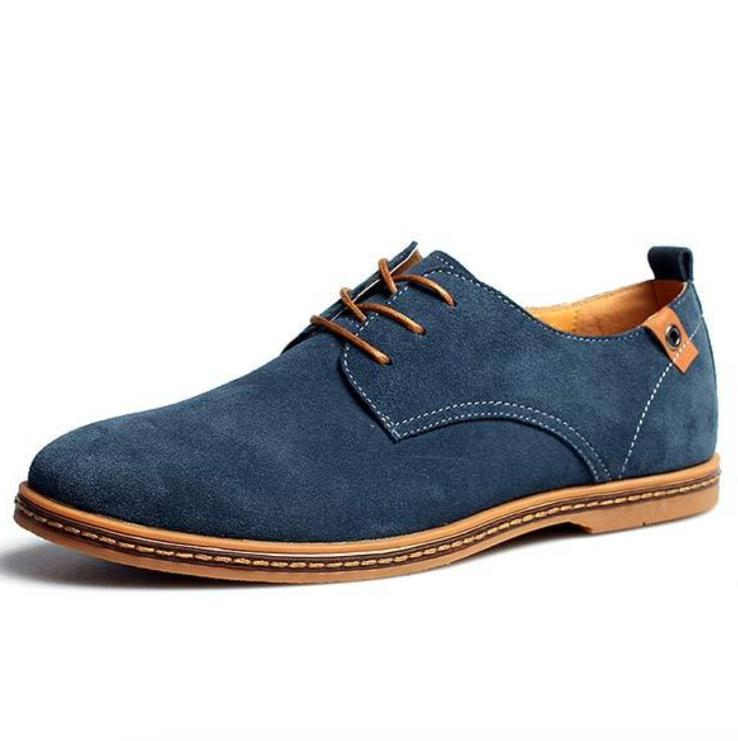 Men's Suede Lace-Up Derby Shoes with Contrast Sole