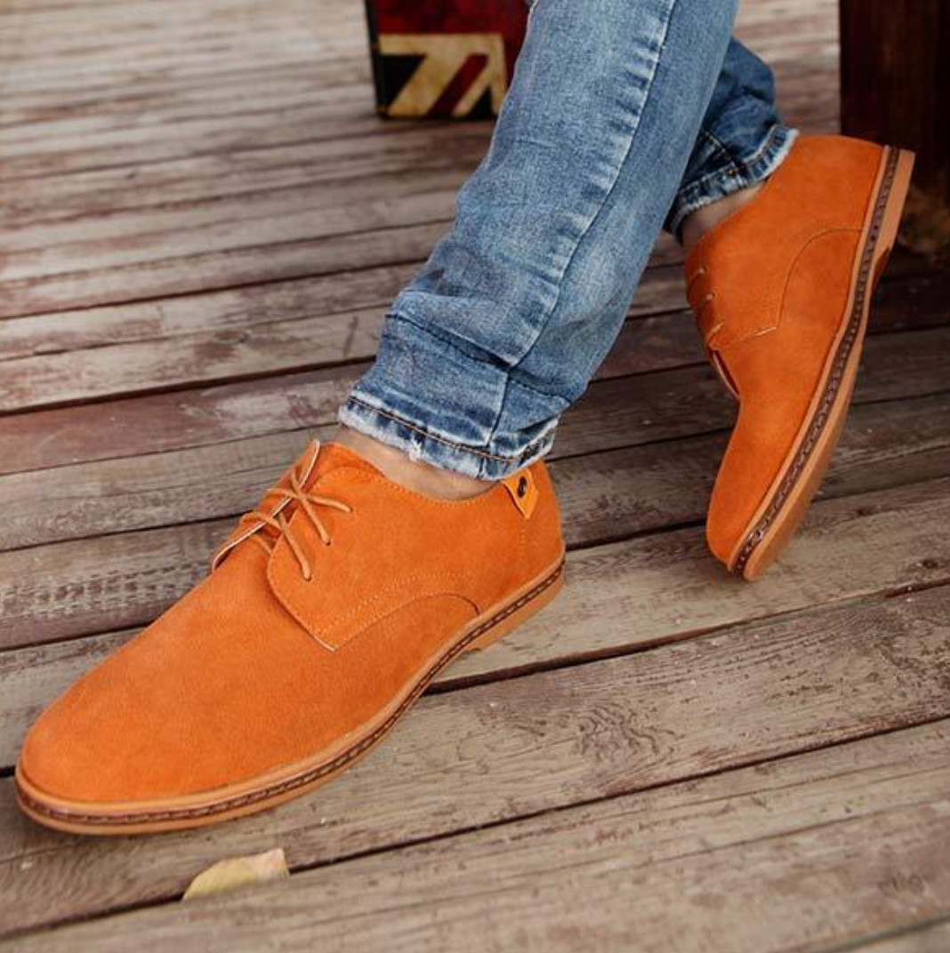 Men's Suede Lace-Up Derby Shoes with Contrast Sole