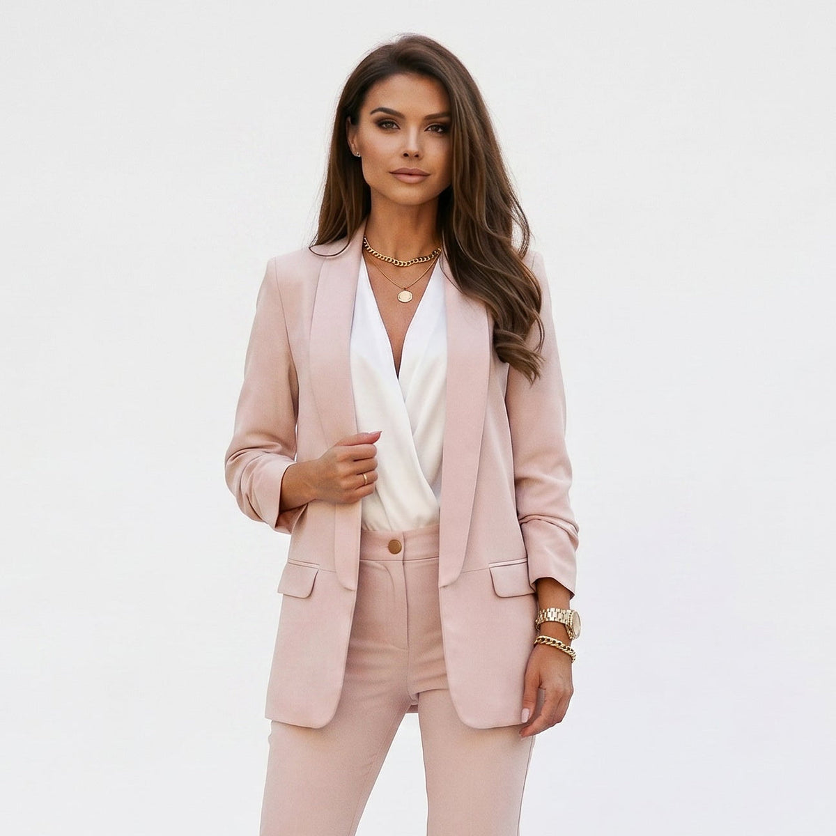 Blazer ajusté pour femme | Veste droite à un bouton avec revers crantés