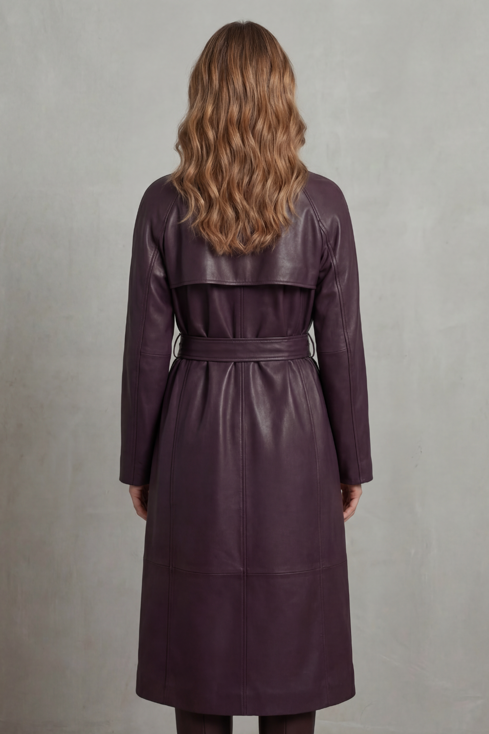 Trench-coat ceinturé pour femme en similicuir