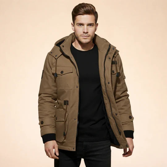 Men's Water-Repellent Winter Jacket with Hood