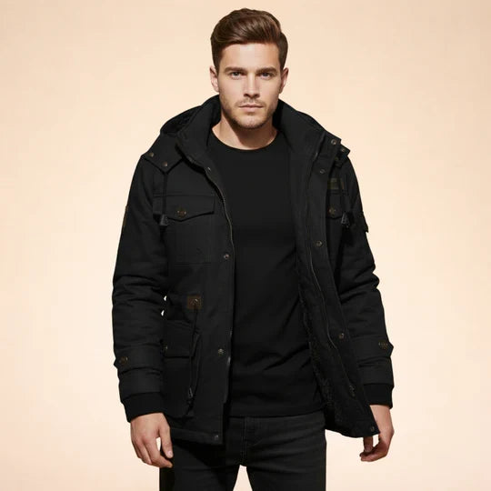 Men's Water-Repellent Winter Jacket with Hood