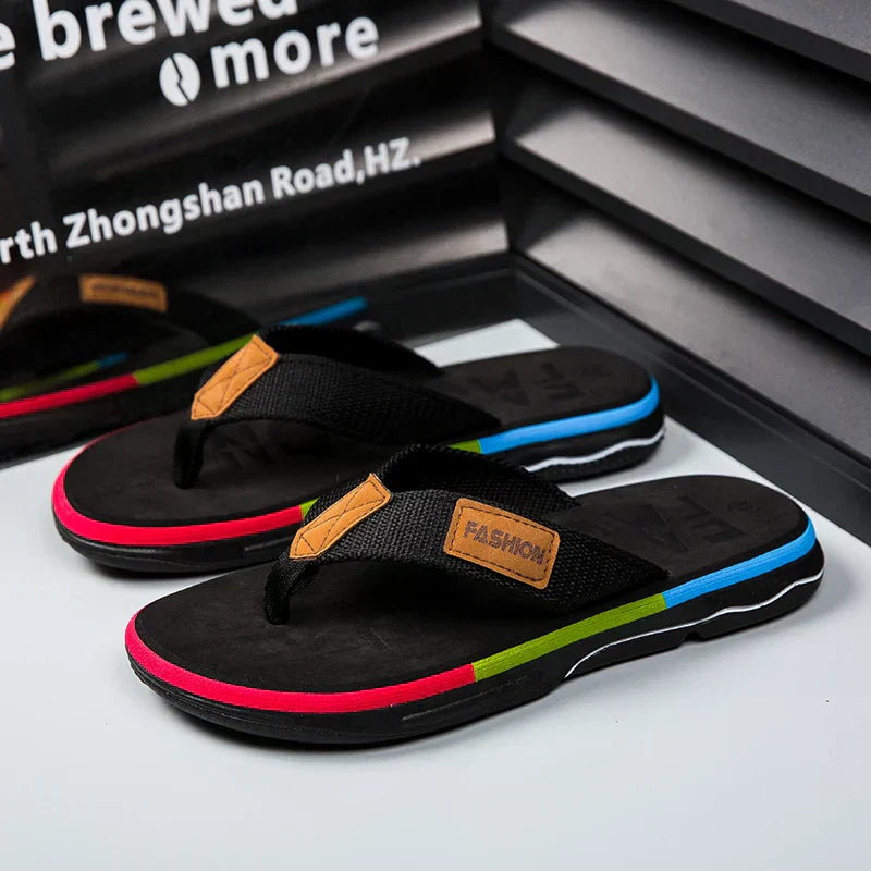 Men's Flip Flops with Thick Cushioned Sole for Summer