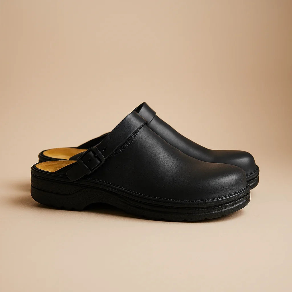 Men's Leather Slippers | Indoor Outdoor Mule Slides