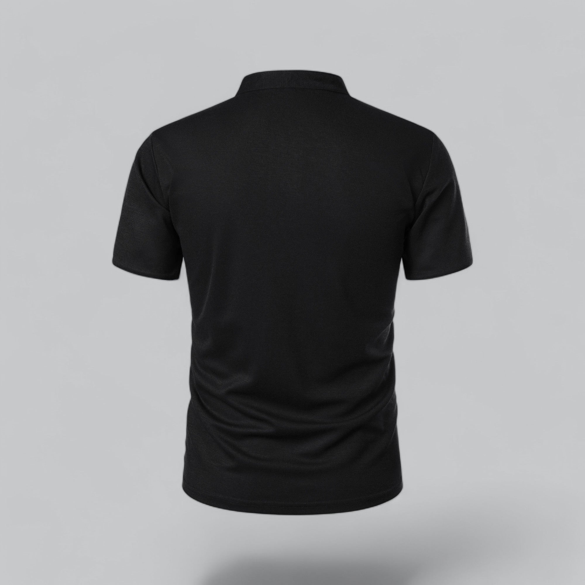 Grandad Collar Polo Shirt with Short Sleeves and Button Placket