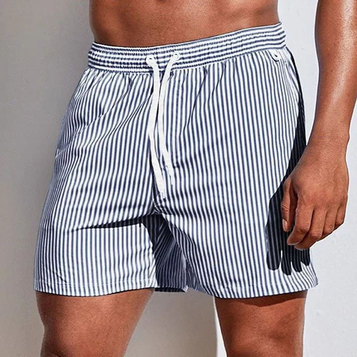 Striped Swim Shorts with Drawstring Waist