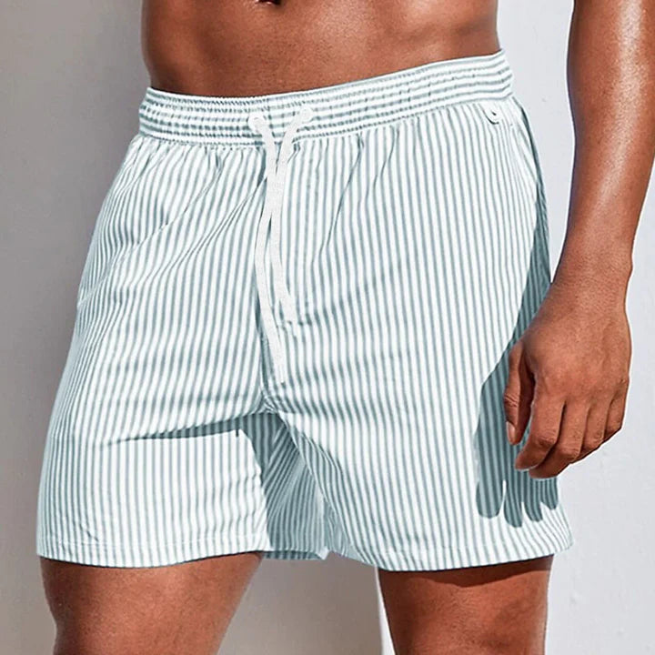 Striped Swim Shorts with Drawstring Waist